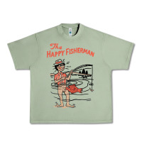 Oil Green Vintage The Happy Fisherman 2022 Fishing Mens Kids Urban Heavy Tee - minhPixels