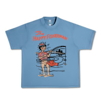 Pebble Blue Vintage The Happy Fisherman 2022 Fishing Mens Kids Urban Heavy Tee - minhPixels