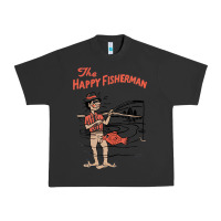 Pigment Black Vintage The Happy Fisherman 2022 Fishing Mens Kids Urban Heavy Tee - minhPixels