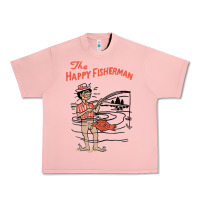 Salmon Vintage The Happy Fisherman 2022 Fishing Mens Kids Urban Heavy Tee - minhPixels