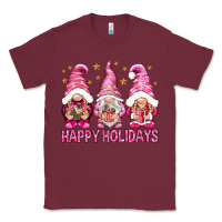 Burgundy Happy holidays with gnomes Classic Tee - NancyCooperArtShop