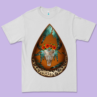 Leopard Bullskull Teardrop Earrings Premium Tee Designed By Jasminsmagicworld