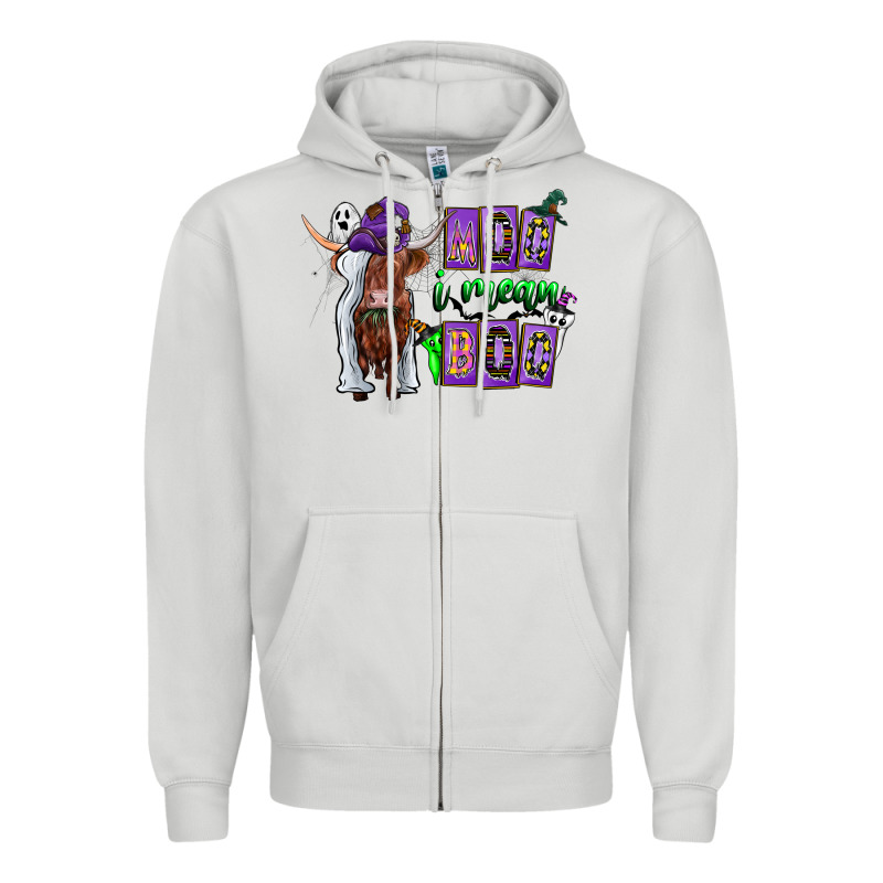 Moo I Mean Boo Zipper Hoodie by CowhideDigitalArt | Teevron