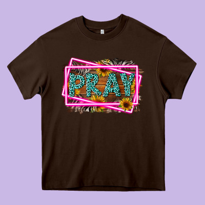 Western Pray Religious Heavy Core Tee Designed By Lillyallendesigns