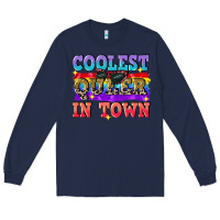 Navy Coolest queer in town Long Sleeve Tee - CowGirlArtShop