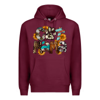 Burgundy Cat  Mama Premium Hoodie - FaDigitalArtStudio
