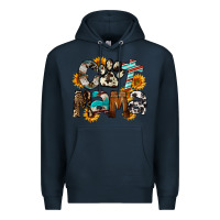 Navy Cat  Mama Premium Hoodie - FaDigitalArtStudio