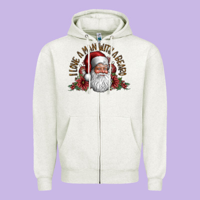 I Love A Man With A Bearo Zipper Hoodie Designed By Cowhidedigitalart