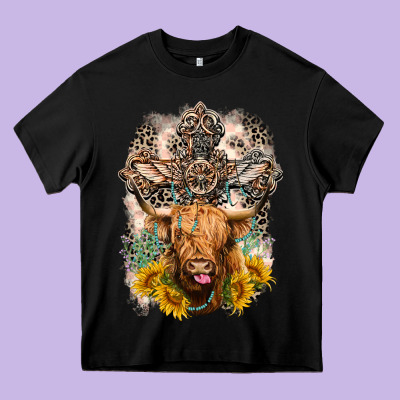 Western Heifer Cow With Crosses Heavy Core Tee Designed By Lillyallendesigns
