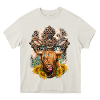 Cream Western Heifer Cow with crosses Heavy Core Tee - LillyAllenDesigns