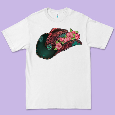Leopard Flowers Cowboy Hat Premium Tee Designed By Jasminsmagicworld
