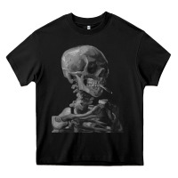 Black Vincent Van Gogh Skull of a SkeletonVintage Halloween Skull Heavy Core Tee - minhPixels