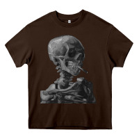 Chocolate Brown Vincent Van Gogh Skull of a SkeletonVintage Halloween Skull Heavy Core Tee - minhPixels