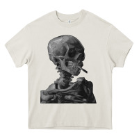 Cream Vincent Van Gogh Skull of a SkeletonVintage Halloween Skull Heavy Core Tee - minhPixels