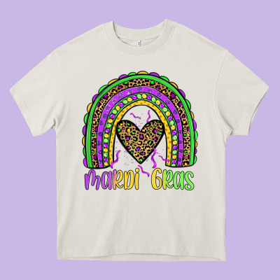 Mardi Gras Rainbow Heavy Core Tee Designed By Jahusdesignshop