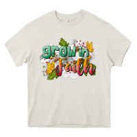 Cream Grow In Faith Heavy Core Tee - LillyAllenDesigns