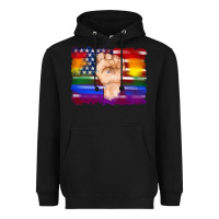 Black lgbtq flag and american flag with hand Heavyweight Hoodie - Artiststas