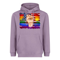 Lavender lgbtq flag and american flag with hand Heavyweight Hoodie - Artiststas