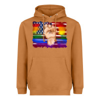 Meerkat lgbtq flag and american flag with hand Heavyweight Hoodie - Artiststas