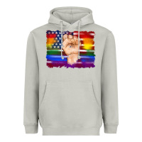 Moon Dust lgbtq flag and american flag with hand Heavyweight Hoodie - Artiststas