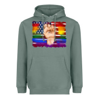 Sage lgbtq flag and american flag with hand Heavyweight Hoodie - Artiststas