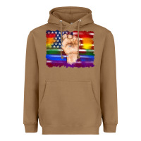Toasted Coconut lgbtq flag and american flag with hand Heavyweight Hoodie - Artiststas