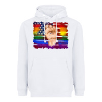 White lgbtq flag and american flag with hand Heavyweight Hoodie - Artiststas