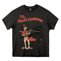 Asphalt Vintage The Happy Fisherman 2022 Fishing Mens Kids Heavy Core Tee - minhPixels
