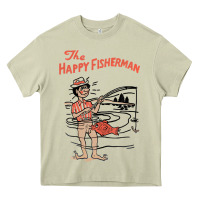 Vintage The Happy Fisherman 2022 Fishing Mens Kids Heavy Core Tee | Teevron