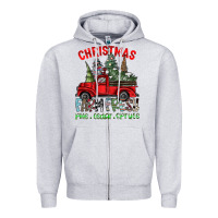 Heather Grey christmas farm fresh Zipper Hoodie - CowhideDigitalArt