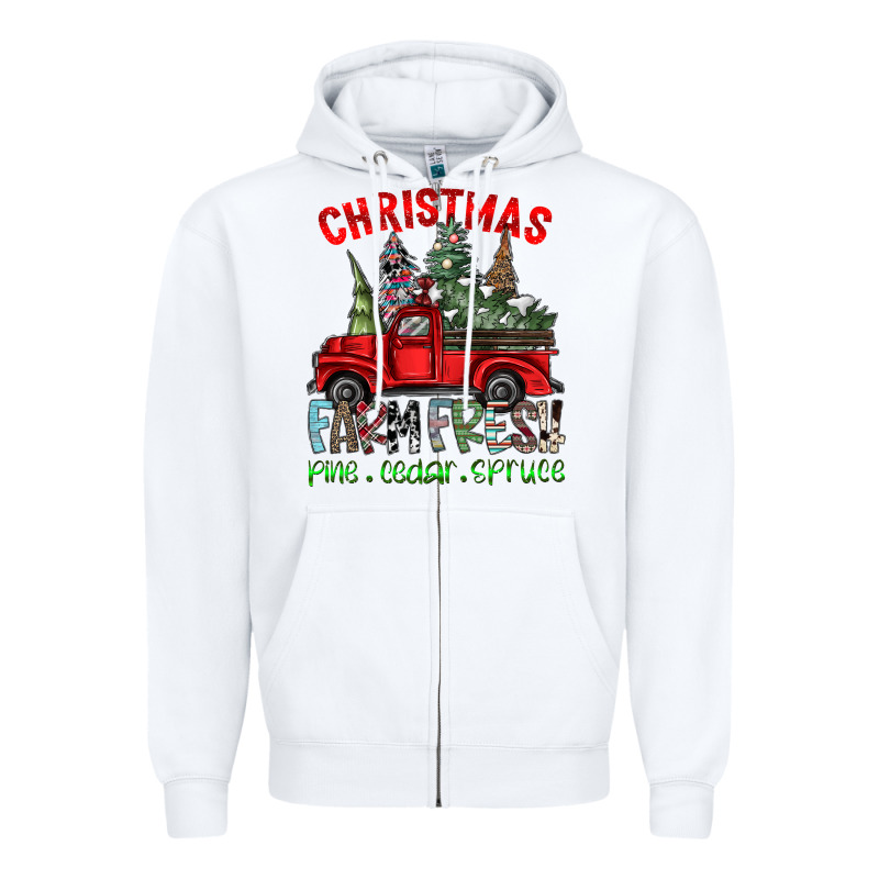 Christmas Farm Fresh Zipper Hoodie by CowhideDigitalArt | Teevron