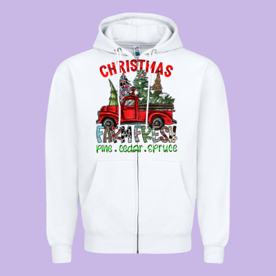Christmas Farm Fresh Zipper Hoodie Designed By Cowhidedigitalart