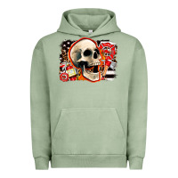 Pigment Oil Green firefighter skull Urban Hoodie - AdoDesignShop