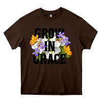 Chocolate Brown Grow In Grace Heavy Core Tee - LillyAllenDesigns
