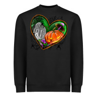 Black halloween heart with pumpkin Heavyweight Sweatshirt - BundleAndBundleShop