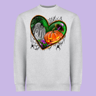 Halloween Heart With Pumpkin Heavyweight Sweatshirt Designed By Bundleandbundleshop