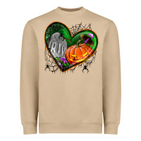 Mushroom halloween heart with pumpkin Heavyweight Sweatshirt - BundleAndBundleShop