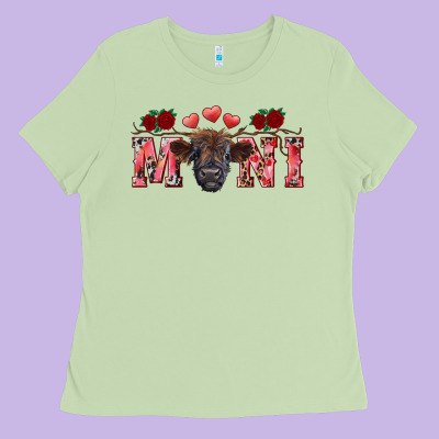 Valentine's Day Mini Black Highland Calf Ladies Tee Designed By Ranaportraitstore
