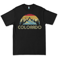 Black Colorado Retro Vintage Mountains Nature Hiking Premium Tee - minhPixels