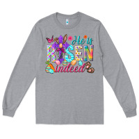 Heather Grey He is risen indeed Happy Easter Day Long Sleeve Tee - HowdyJamesFarm