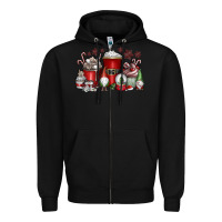 Black Christmas Coffee Drink Zipper Hoodie - CowhideDigitalArt