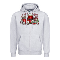 Heather Grey Christmas Coffee Drink Zipper Hoodie - CowhideDigitalArt