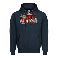 Navy Christmas Coffee Drink Zipper Hoodie - CowhideDigitalArt