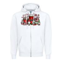 White Christmas Coffee Drink Zipper Hoodie - CowhideDigitalArt