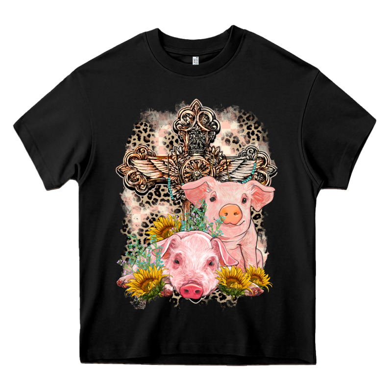 Western Pigs With Crosses Heavy Core Tee by LillyAllenDesigns | Teevron
