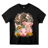Black Western Pigs with Crosses Heavy Core Tee - LillyAllenDesigns