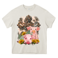 Cream Western Pigs with Crosses Heavy Core Tee - LillyAllenDesigns