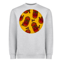 Heather Grey african masks round earrings 5 Heavyweight Sweatshirt - BundleAndBundleShop