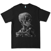 Black Vincent Van Gogh Skull of a SkeletonVintage Halloween Skull Premium Tee - minhPixels