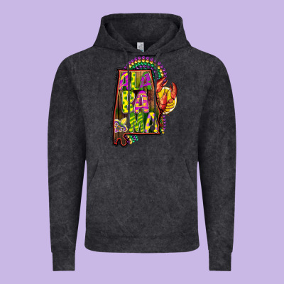Mardi Gras Alabama Map Vintage Hoodie Designed By Cowgirlartshop